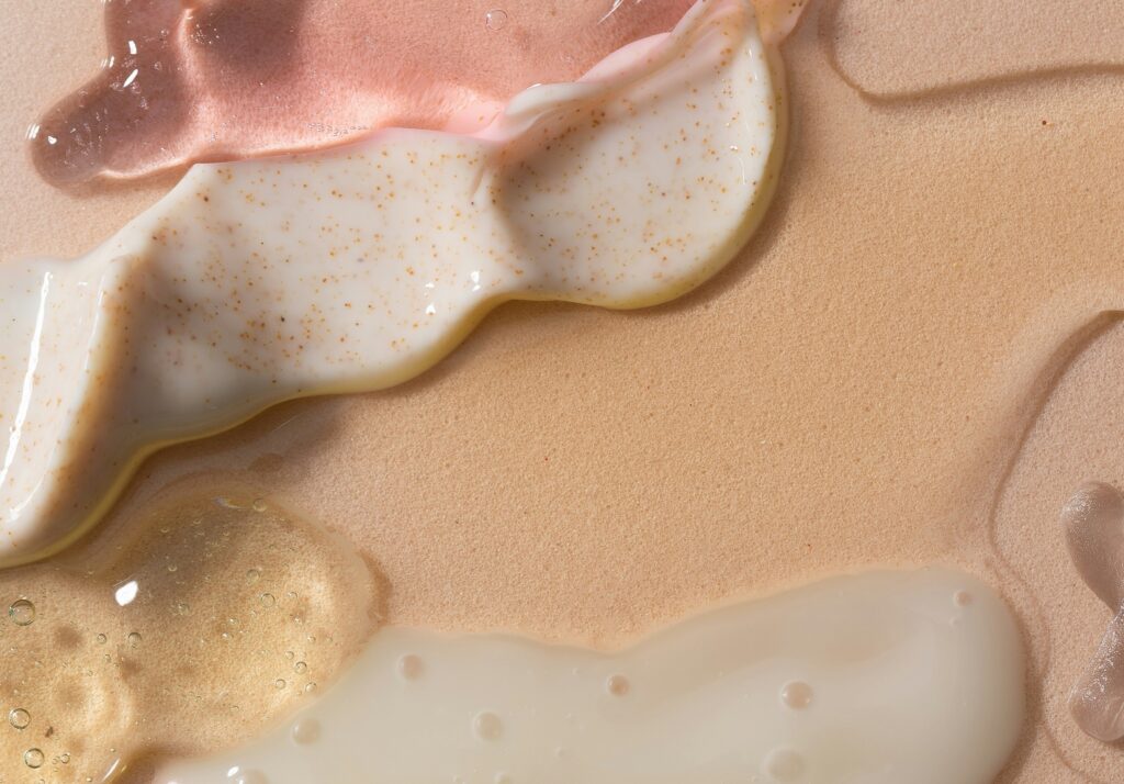 Cream and gel cosmetic textures illustrating lanolin applications in personal care.