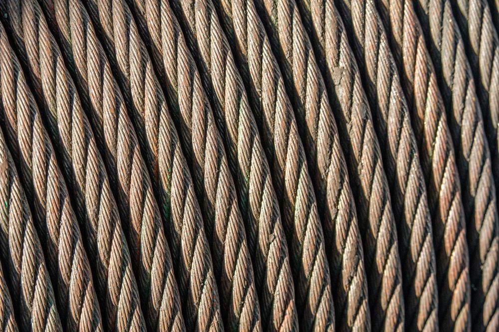 Steel wire ropes illustrating technical applications of wool grease in lubrication and corrosion protection